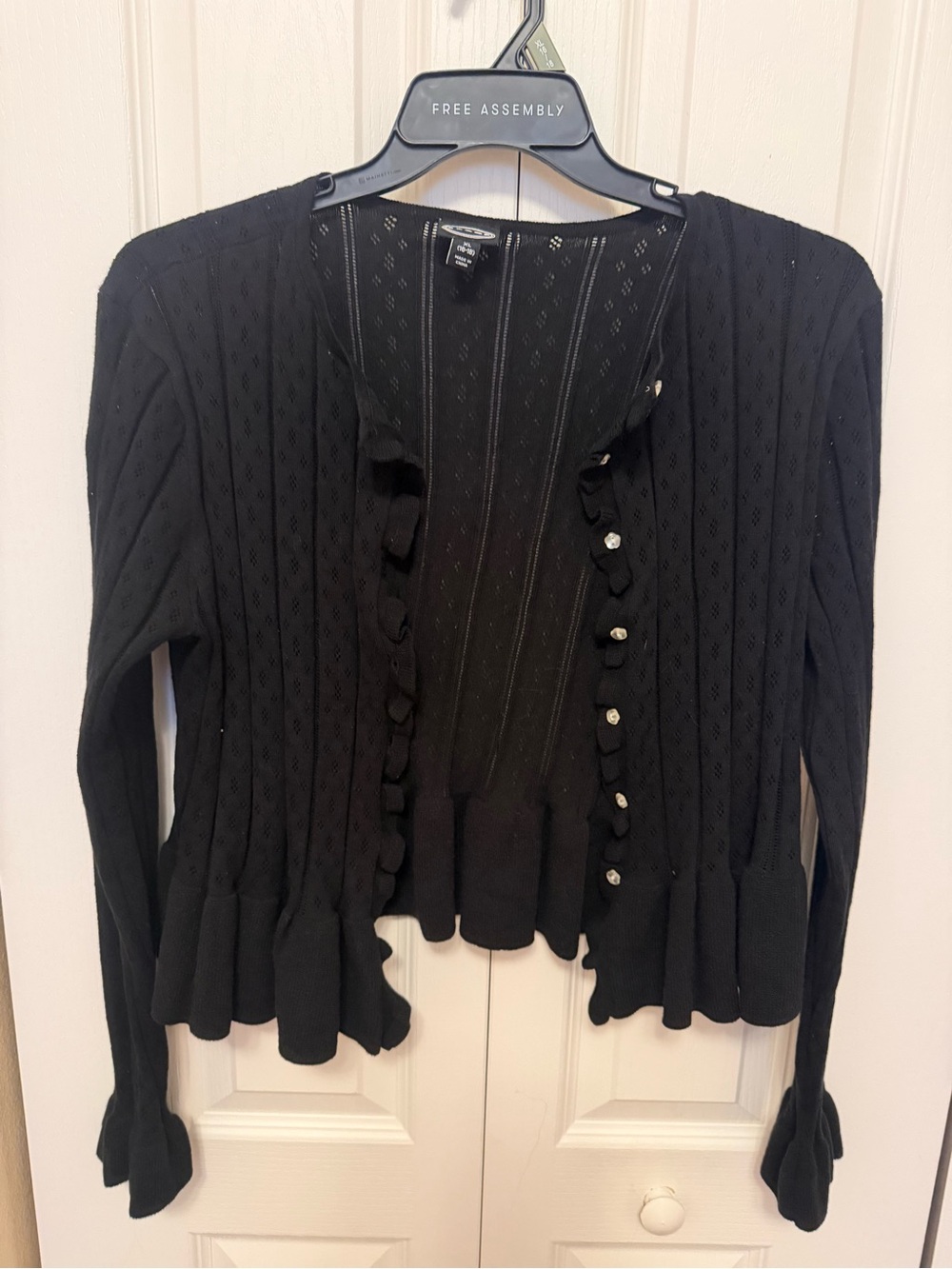 Black Ruffle-Trim Cardigan